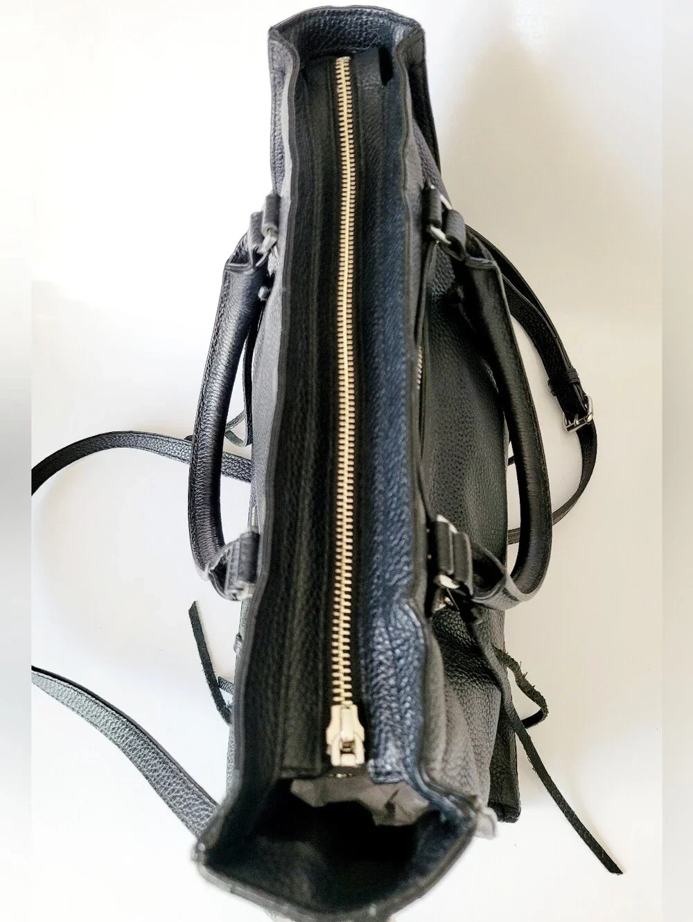 Rebecca Minkoff Regan Black Pebbled Leather Crossbody/Satchel Laptop 13